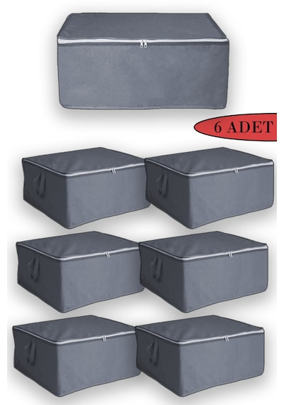 Adarya Home 6 Adet - Büyük Boy Bazaaltı Ve Çekyat Hurç 64 X 45 X 22 Cm Antrasit
