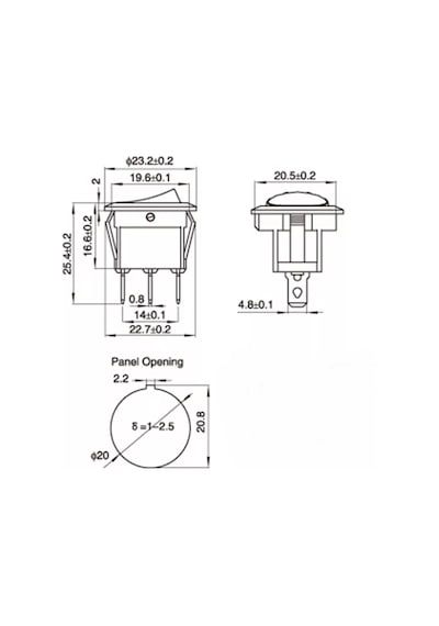 Ic-131-4 Yuvarlak Işıklı Anahtar On-Off 4 Bacaklı 100 Adet