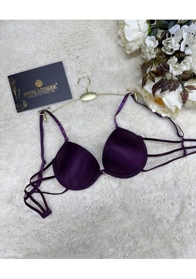 Le Jardin Valeria Biyeli Taşlı Mikro Push-up Arkası İp Detaylı Sü Mürdüm