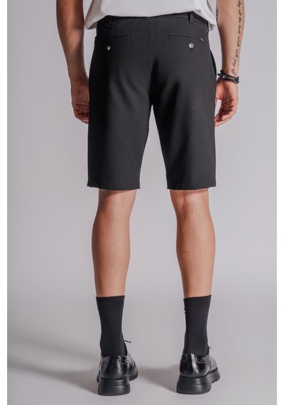 Braccas Erkek Yandan Cepli Klasik Bel Slim Fit Chino Şort Siyah Siyah