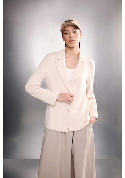 Defacto Standart Fıt Ceket Yaka Blazer Ceket G2228ax26sper218 Ekru-er218