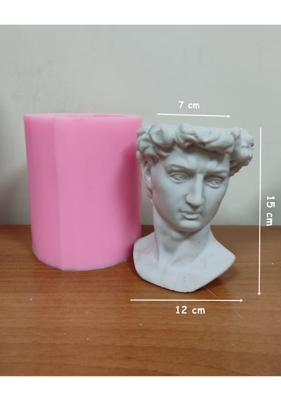 Erkek Büst Saksı Silikon Kalıp 15 Cm