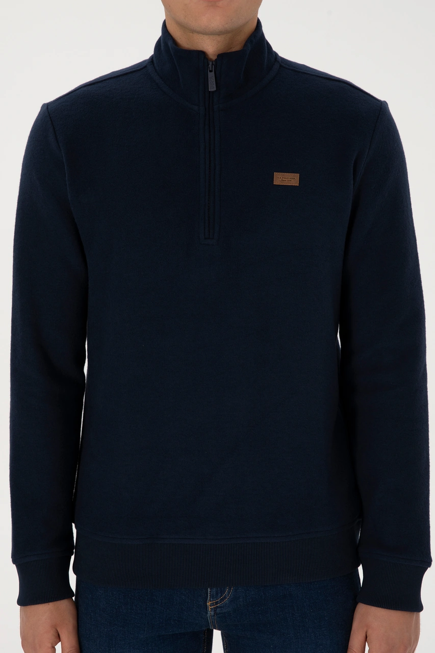 U.S. Polo Assn. Erkek Regular Fit Yarım Fermuarlı Lacivert Basic Sweatshirt 50313802-VR033