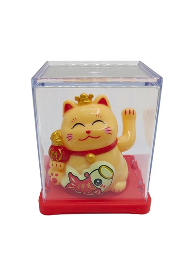 Maneki Neko El Sallayan Mini Şans Kedisi Krem Solar Güneş Enerjili 5x5cm F11krm11
