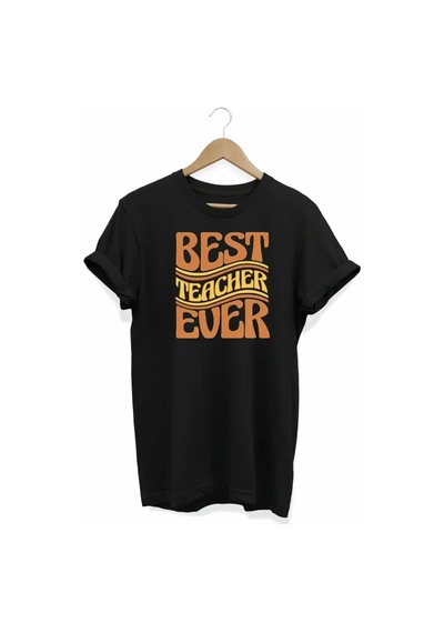 Hazego 24 Kasım Öğretmenler Günü Hediye Baskılı Oversize Bisiklet Yaka T-shirt - Siyah