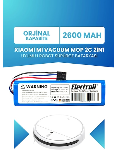 Xiaomi Mi Vacuum Mop 2c 2in1 Uyumlu Batarya Standart Kapasite 2600mah Robot Süpürge Pil Xmstjqr2c