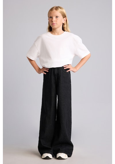 Defacto 90s Wide Leg Beş Cep Detaylı Jean Pantolon Kız Çocuk H6249a826aunm40 Siyah-nm40