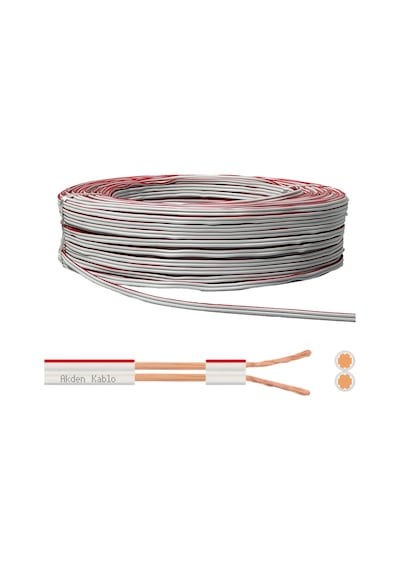 Elektrik Kablosu Kordon 2X0.75mm Beyaz 100Mt
