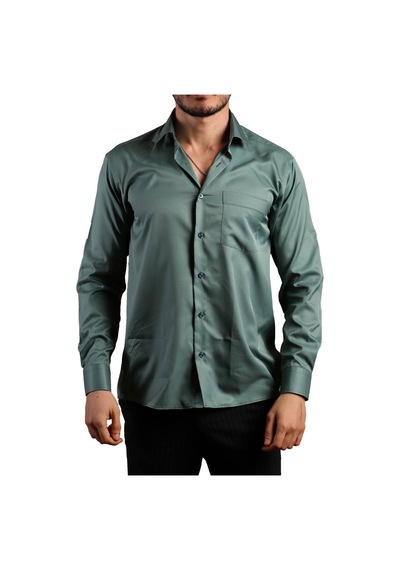 Dicotto Haki Yeşil Büyük Beden Rahat Kesim Micro Kumaş Kol Düğmeli Regular Fit Erkek Gömlek - 190-19 001