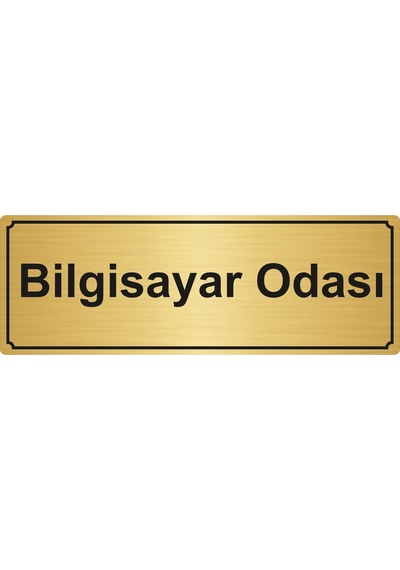 Bilgisayar Odası Yönlendirme Levhası 7Cmx20Cm Altın Renk Metal