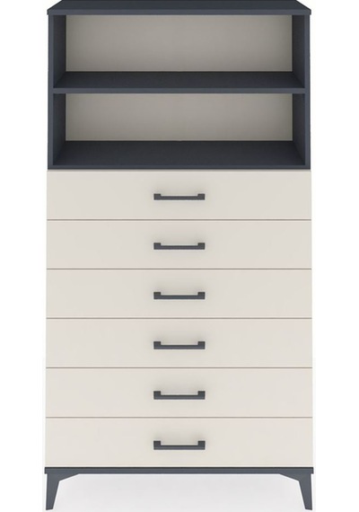 Arges Dolap 2 Raflı 6 Çekmeceli 88x30x163 Antrasit-aytaşı Antrasit