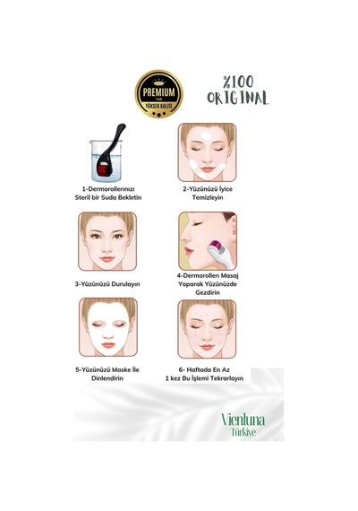 Vienluna Titanyum Uçlu 540 İğneli 0.50 MM Cilt Bakım Vücut Yenileme Masaj Aleti Derma Roller