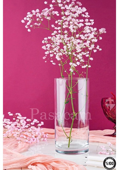 Delizli El İmalati 10 Cm X 15 Cm - El İşciliği Silindir Vazo Cam Ps150 Kalın Tabandır Kesinlikle Beyaz