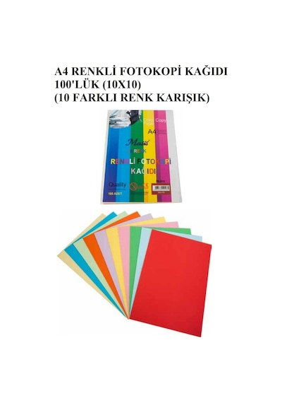 Karmaofis Renkli Fotokopi Kağıdı 100'lü 10 Renk Karışık