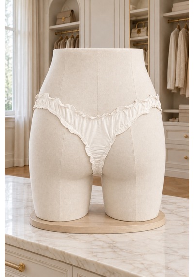 Loveria Kadın Pamuklu Fırfırlı Bikini/tanga Külot Ekru 2li Ekru Ekru