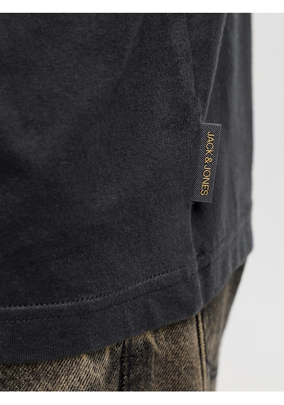 Jack & Jones Jack Jones Yazı Desenli Erkek Yuvarlak Yaka Tişört 12287990 Siyah