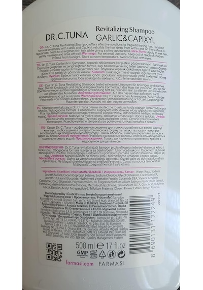 Farmasi Dr. C. Tuna Vitalizing Sarımsaklı Şampuan 10 x 500 ML