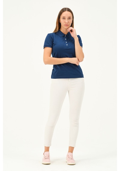 Msw Kadın Kısa Kollu Regular Fit Polo Yaka T-shirt Marin
