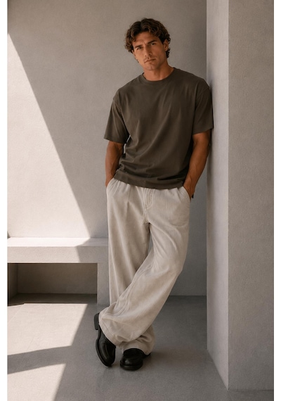 Alexandergardi Oversize Bisiklet Yaka T-shirt Haki