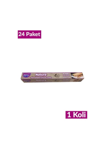 Natura Ağartılmamış Hazır Kesilmiş Pişirme Kağıdı 10 Lu 24 Paket 1 Koli