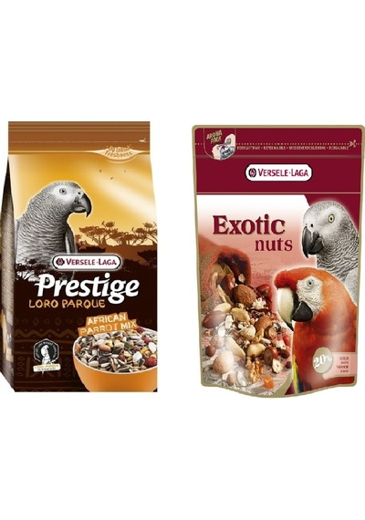 Versele Laga Prestige Loro Parque Afrika Papağan Yemi 1 Kg + Exotic Nuts 750 G 2 Li Paket