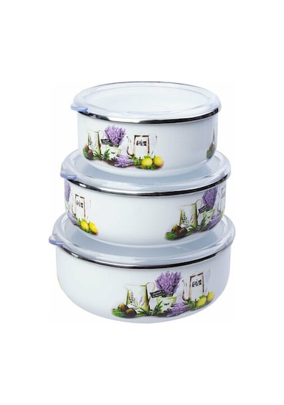 Akıllıelma-alev Saklama Kabı Emaye 14-16-18 Cm Desenli Mix Alv005 4905 Çok Renkli