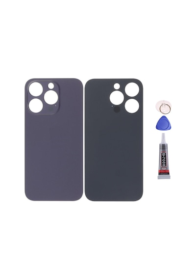 Apple Uyumlu iPhone 14 Pro Mor Arka Kapak Batarya Kapağı Pil Kapağı Yapışkan Ve Sökme Aparatıyla Beraber Full Set Mor