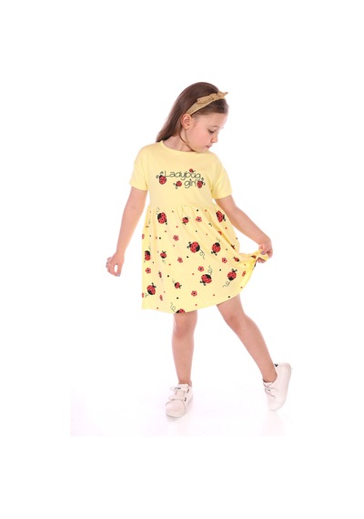 Toontoy Kids Toontoy Kız Bebek Ladybug Girl Uğur Böcek Baskılı Elbise Açık Lila