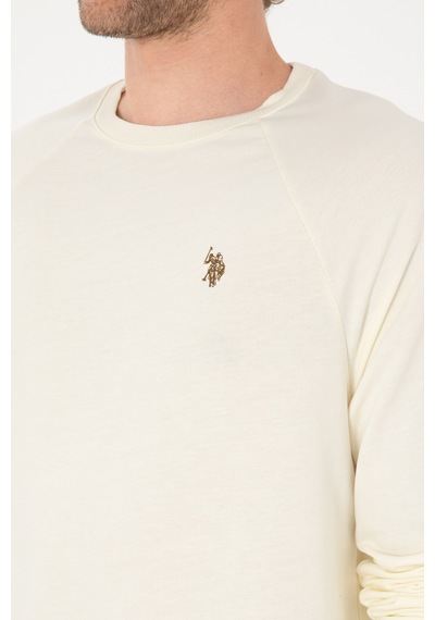 U.S. Polo Assn. Erkek Regular Fit Bisiklet Yaka Krem İnce Basic Sweatshirt 50313752-VR256