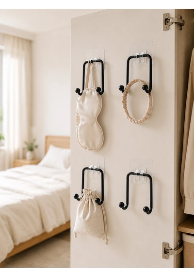 4'lü Duvar Tipi Yapışkanlı Askı Pratik Ev Ve Banyo Askılık Seti Renkli