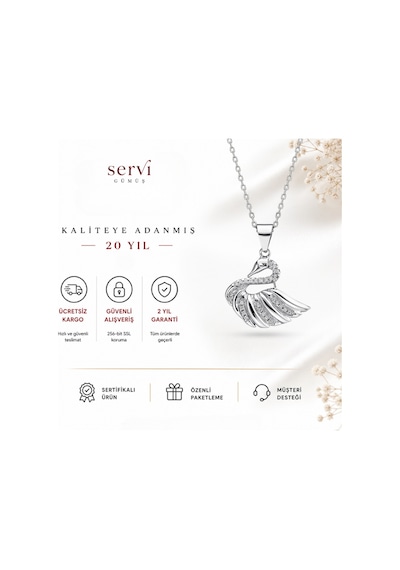 Servi 925 Ayar Gümüş Bella Swan Kolye-13
