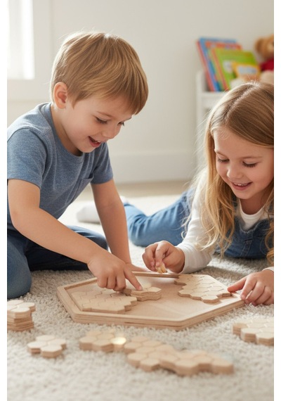 Ahşap Eğitici Petek Puzzle Model Yapboz