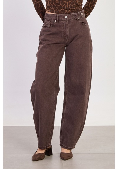 Barrels And Oıl Kadın J91 Kuşaklı Baggy Jean Pantolon - Acı Kahve Acı Kahve