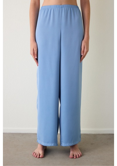 Penti Mavi Luna Saten Geniş Paça Pijama Altı
