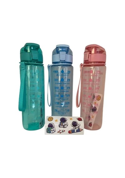 Özel Üretim Günlük Kullanım Taşınabilir Matara Spor Aksesuarı Motivasyon Su Matarası 1 Litre Çok Renkli