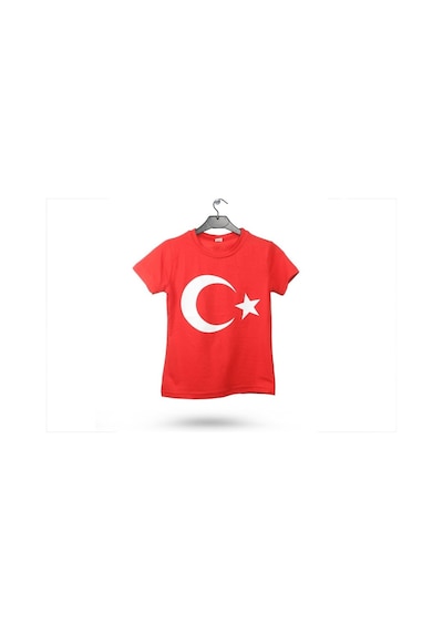 Türk Bayrağı Baskılı Penye Kısa Kollu Tişört (Kız-Erkek)