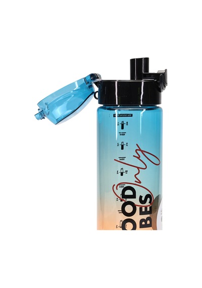 Su Matarası Tritan Geniş Ağız Su Şişesi Good Vibes Spor Matarası Suluğu Bpasız 550 Ml Mavi 0100