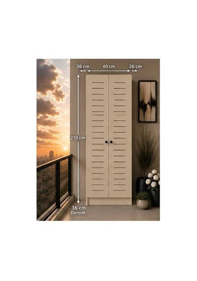 Flower Dolap,çok Amaçlı Kombi Dolabı,balkon Dolabı,kiler Dolabı 60lık Krem