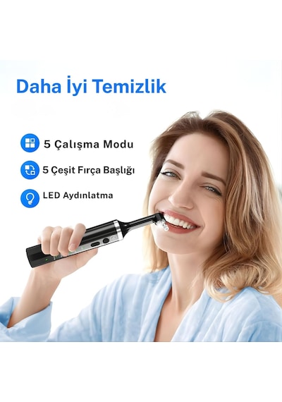 Npo P06 Şarjlı 5 Modlu 5 Uçlu Ledli Tartar Temizleme Diş Beyazlatma Ve Profesyonel Parlatma Seti