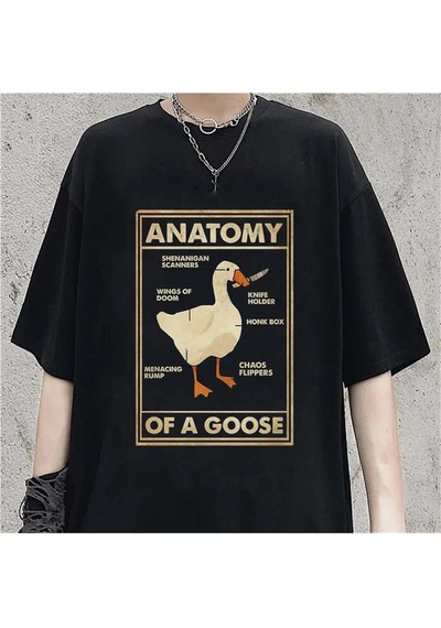 Startmore Duck Anatomy Baskılı Beyaz Unisex Oversize Siyah