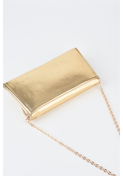 Vivaq Kadın Gold Rugan Zarf Tasarım 2 Bölmeli Mini Zincir Askılı Çıt Çıt Kapama Clutch Ve El Çantası