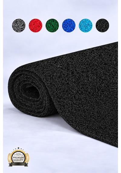 Hortumtech Kıvırcık Paspas Kir Tutucu Pvc Kapı Önü İç Dış Mekan Eko 12 Mm - Siyah 100 X 500 Cm