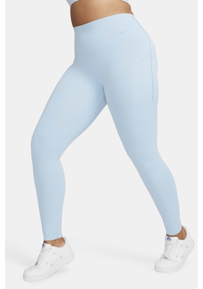 Nike Universa Medium Support High Rise Full Length Kadın Yüksek Bel 2 Cepli Toparlayıcı Tayt Açık Mavi
