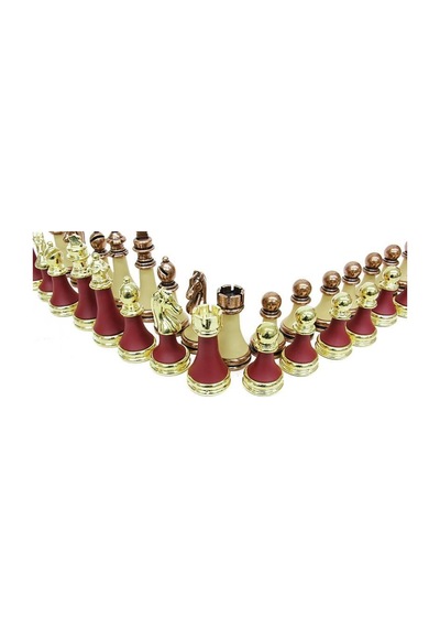 Satranç Taşı Zamak Polyester Krem Bordo Dekoratif Hediyelik