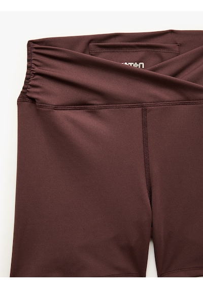 Koton Yüksek Bel Büzgülü Skinny Fit Spor Biker Tayt Mürdüm 7wak40207nk 61x