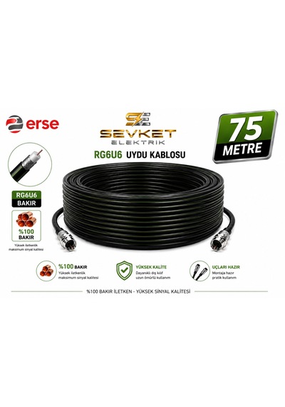 Erse Rg6u6 Anten Kablosu %100 Bakır 75 Metre