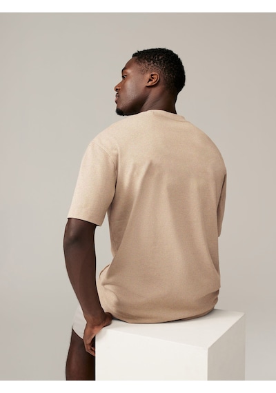 Uyguntarz Pamuklu Nyc Baskılı Oversize T-shirt Bej