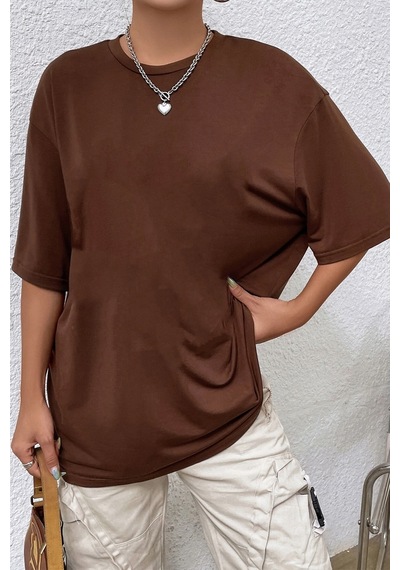 Unisex 1898 Brooklyn Baskılı T-shirt Kahverengi