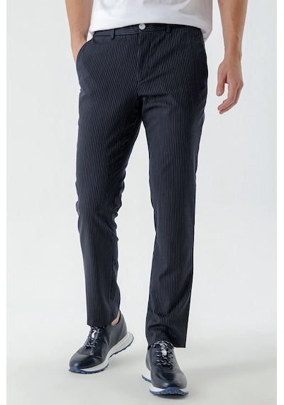 Morven Erkek Lacivert Poliviskon Trend Çizgili Slim Fit Classic Pantolon Lacivert