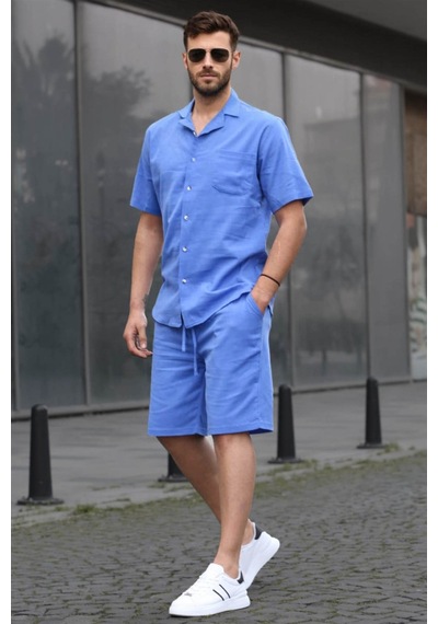 Madmext Erkek Mavi Basic Oversize Gömlek Takımı 5588-mavi Mavi Madmext Erkek Mavi Basic Oversize Gömlek Takımı 5588-mavi Mavi